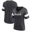 Women's Fanatics Branded Heathered Charcoal Las Vegas Raiders Give It All Half-Sleeve V-Neck T-Shirt -Fanatics Clothing Shop 5952310