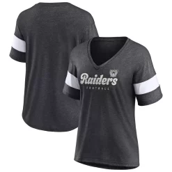 Women's Fanatics Branded Heathered Charcoal Las Vegas Raiders Give It All Half-Sleeve V-Neck T-Shirt -Fanatics Clothing Shop 5952310 ALT