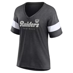 Women's Fanatics Branded Heathered Charcoal Las Vegas Raiders Give It All Half-Sleeve V-Neck T-Shirt -Fanatics Clothing Shop 5952310 ALT2