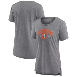 Women's Fanatics Branded Heather Gray Denver Broncos Drop Back Modern Tri-Blend T-Shirt -Fanatics Clothing Shop 5953009 ALT