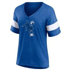 Women's Fanatics Branded Heathered Royal Indianapolis Colts Throwback Logo Tri-Blend Striped V-Neck T-Shirt -Fanatics Clothing Shop 5953305 ALT2