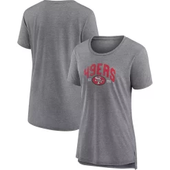 Women's Fanatics Branded Heathered Gray San Francisco 49ers Drop Back Modern Tri-Blend T-Shirt -Fanatics Clothing Shop 5953429 ALT