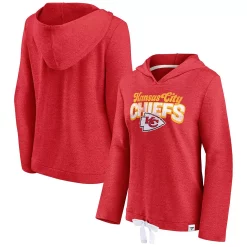 Women's Fanatics Branded Heathered Red Kansas City Chiefs First Team Flowy Pullover Hoodie