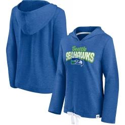 Women's Fanatics Branded Heathered Royal Seattle Seahawks First Team Flowy Pullover Hoodie