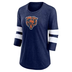 Women's Fanatics Branded Heathered Navy Chicago Bears Primary Logo 3/4 Sleeve Scoop Neck T-Shirt -Fanatics Clothing Shop 5968364 ALT2
