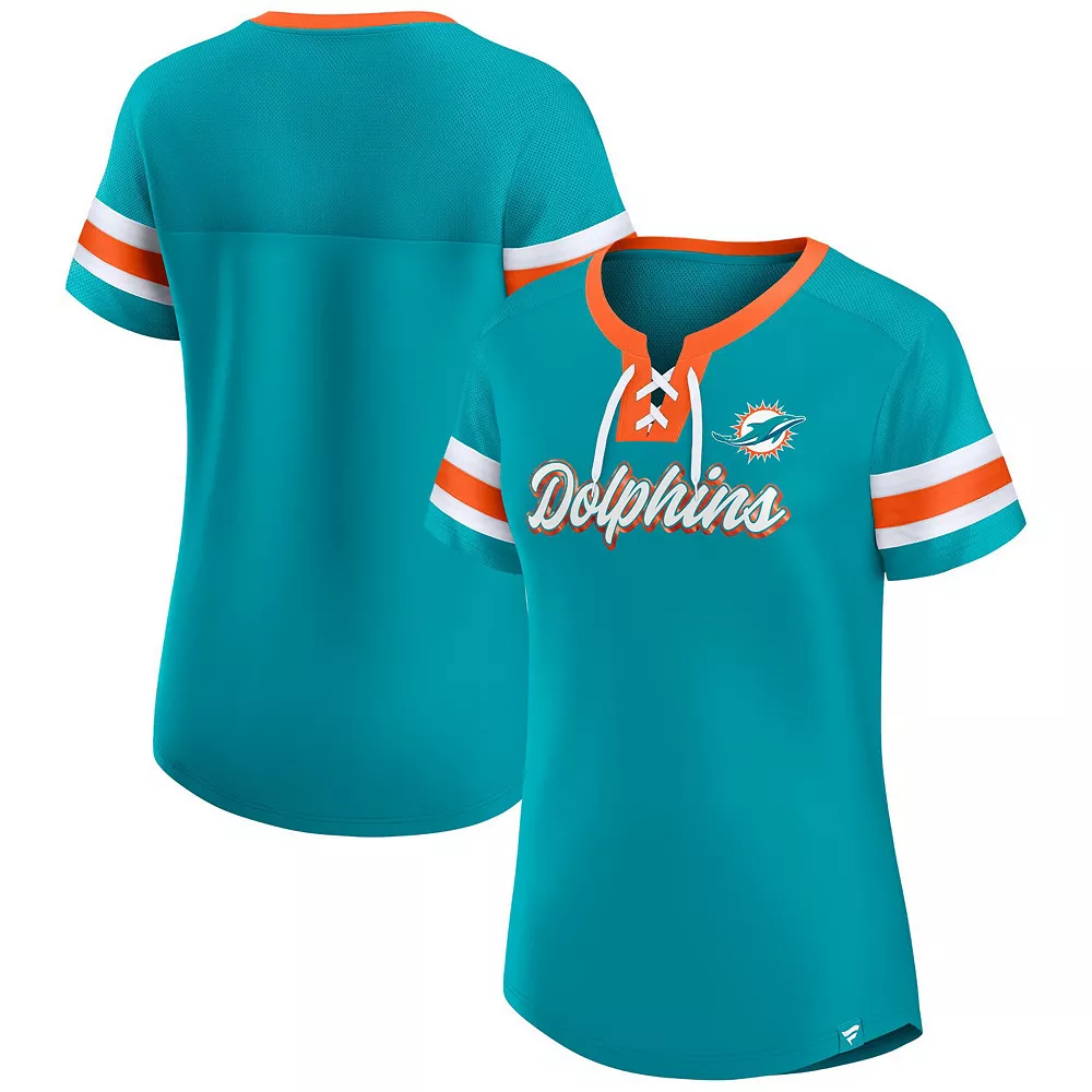 Women's Fanatics Branded Aqua Miami Dolphins Original State Lace-Up T-Shirt 3 Women's Fanatics Branded Aqua Miami Dolphins Original State Lace-Up T-Shirt