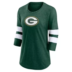 Women's Fanatics Branded Heathered Green Green Bay Packers Primary Logo 3/4 Sleeve Scoop Neck T-Shirt -Fanatics Clothing Shop 5968748 ALT2