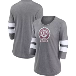 Women's Fanatics Branded Heathered Gray Texas A&M Aggies Drive Forward Tri-Blend 3/4-Sleeve T-Shirt -Fanatics Clothing Shop 5968768 ALT