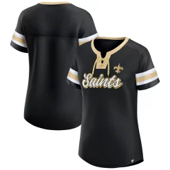 Women's Fanatics Branded Black New Orleans Saints Original State Lace-Up T-Shirt