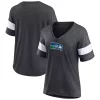 Women's Fanatics Branded Heathered Charcoal Seattle Seahawks Throwback Logo Tri-Blend Striped V-Neck T-Shirt 1 Women's Fanatics Branded Heathered Charcoal Seattle Seahawks Throwback Logo Tri-Blend Striped V-Neck T-Shirt -Fanatics Clothing Shop 5969099