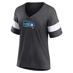 Women's Fanatics Branded Heathered Charcoal Seattle Seahawks Throwback Logo Tri-Blend Striped V-Neck T-Shirt 7 Women's Fanatics Branded Heathered Charcoal Seattle Seahawks Throwback Logo Tri-Blend Striped V-Neck T-Shirt -Fanatics Clothing Shop 5969099 ALT2