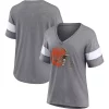 Women's Fanatics Branded Heathered Gray/White Cleveland Browns Distressed Team Tri-Blend V-Neck T-Shirt -Fanatics Clothing Shop 5969513