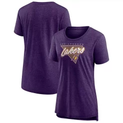 Women's Fanatics Branded Heathered Purple Los Angeles Lakers True Classics Tri-Blend T-Shirt