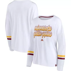 Women's Fanatics Branded White Minnesota Golden Gophers Retro Power Striped Long Sleeve T-Shirt