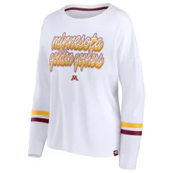 Women's Fanatics Branded White Minnesota Golden Gophers Retro Power Striped Long Sleeve T-Shirt -Fanatics Clothing Shop 5970067 ALT2