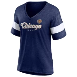 Women's Fanatics Branded Heathered Navy Chicago Bears Give It All Half-Sleeve V-Neck T-Shirt -Fanatics Clothing Shop 5970113 ALT2