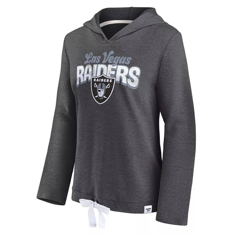 Women's Fanatics Branded Heathered Charcoal Las Vegas Raiders First Team Flowy Pullover Hoodie 5 Women's Fanatics Branded Heathered Charcoal Las Vegas Raiders First Team Flowy Pullover Hoodie - Image 3