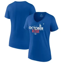 Women's Fanatics Branded Royal Los Angeles Dodgers 2022 Postseason Locker Room V-Neck T-Shirt