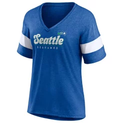 Women's Fanatics Branded Heathered Royal Seattle Seahawks Give It All Half-Sleeve V-Neck T-Shirt -Fanatics Clothing Shop 5981336 ALT2