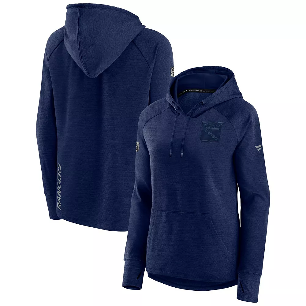 Women's Fanatics Branded Heather Navy New York Rangers Authentic Pro Road Performance Raglan Pullover Hoodie 4 Women's Fanatics Branded Heather Navy New York Rangers Authentic Pro Road Performance Raglan Pullover Hoodie - Image 2