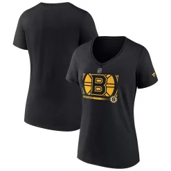 Women's Fanatics Branded Black Boston Bruins Authentic Pro Core Collection Secondary Logo V-Neck T-Shirt -Fanatics Clothing Shop 5981572 ALT