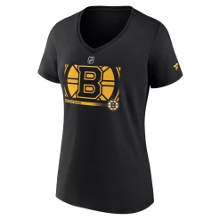 Women's Fanatics Branded Black Boston Bruins Authentic Pro Core Collection Secondary Logo V-Neck T-Shirt -Fanatics Clothing Shop 5981572 ALT2