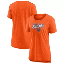 Women's Fanatics Branded Heathered Orange New York Knicks True Classics Tri-Blend T-Shirt -Fanatics Clothing Shop 5981802 ALT