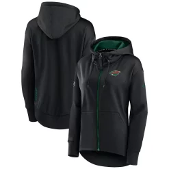 Women's Fanatics Branded Black Minnesota Wild Authentic Pro Rink Full-Zip Hoodie