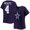 Women's Fanatics Branded Dak Prescott Navy Dallas Cowboys Plus Size Player Name & Number Logo V-Neck T-Shirt -Fanatics Clothing Shop 5982169