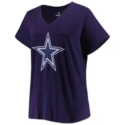 Women's Fanatics Branded Dak Prescott Navy Dallas Cowboys Plus Size Player Name & Number Logo V-Neck T-Shirt -Fanatics Clothing Shop 5982169 ALT2
