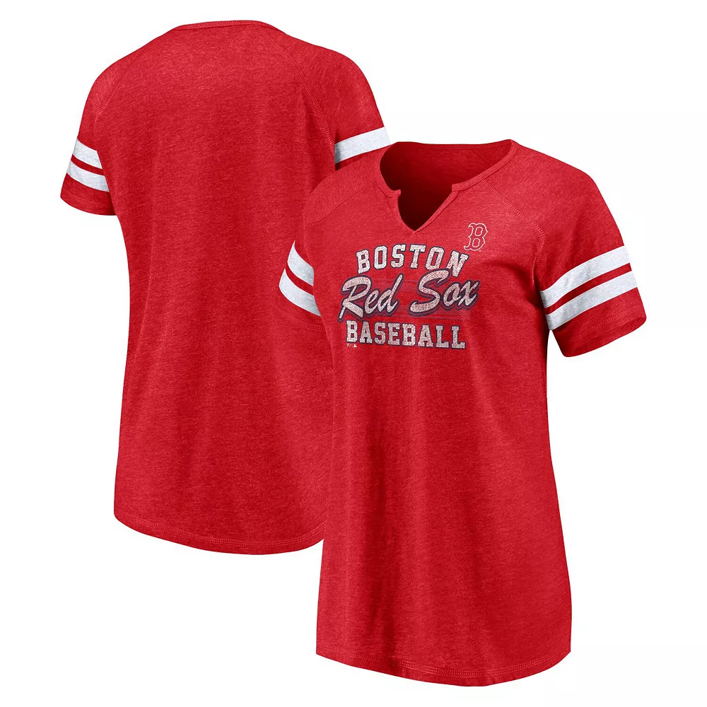 Women's Fanatics Branded Heather Red Boston Red Sox Quick Out Tri-Blend Raglan Notch Neck T-Shirt 3 Women's Fanatics Branded Heather Red Boston Red Sox Quick Out Tri-Blend Raglan Notch Neck T-Shirt