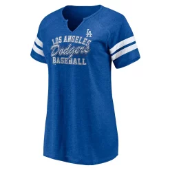 Women's Fanatics Branded Heather Royal Los Angeles Dodgers Quick Out Tri-Blend Raglan Notch Neck T-Shirt -Fanatics Clothing Shop 5982591 ALT2