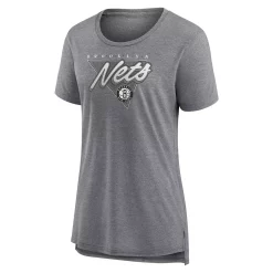 Women's Fanatics Branded Heathered Gray Brooklyn Nets True Classics Tri-Blend T-Shirt -Fanatics Clothing Shop 5983010 ALT2