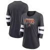Women's Fanatics Branded Heathered Charcoal/White Philadelphia Flyers Full Shield 3/4-Sleeve Tri-Blend Raglan Scoop Neck T-Shirt -Fanatics Clothing Shop 5983097