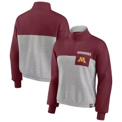Women's Fanatics Branded Maroon/Heathered Gray Minnesota Golden Gophers Sideline to Sideline Colorblock Quarter-Zip Jacket