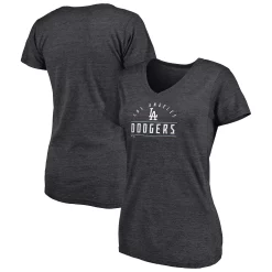 Women's Fanatics Branded Heather Charcoal Los Angeles Dodgers League Leader V-Neck T-Shirt -Fanatics Clothing Shop 5994638 ALT