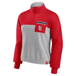 Women's Fanatics Branded Red/Heather Gray St. Louis Cardinals Iconic Cinch Waist Quarter-Zip Top -Fanatics Clothing Shop 5994761 ALT2