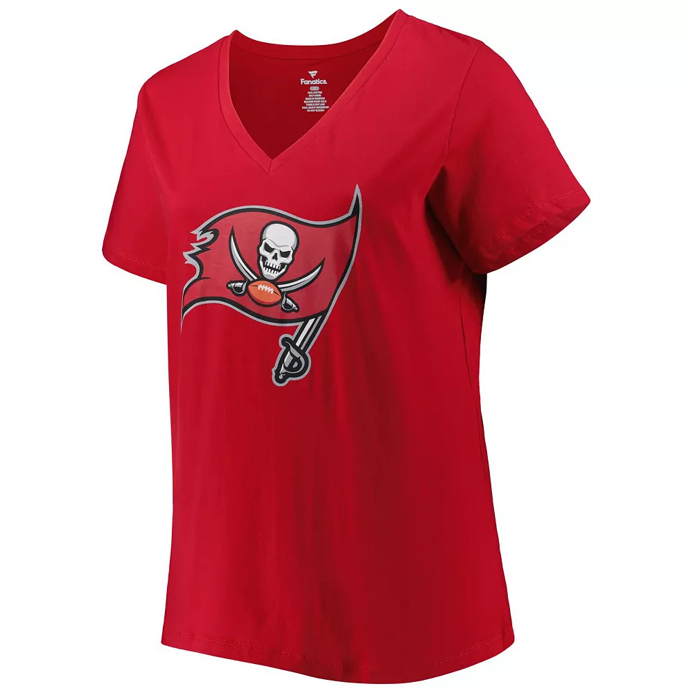 Women's Fanatics Branded Tom Brady Red Tampa Bay Buccaneers Plus Size Player Name & Number Logo V-Neck T-Shirt 5 Women's Fanatics Branded Tom Brady Red Tampa Bay Buccaneers Plus Size Player Name & Number Logo V-Neck T-Shirt - Image 3