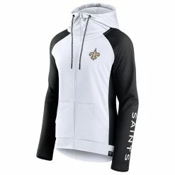 Women's Fanatics Branded White/Black New Orleans Saints End Around Raglan Full-Zip Hoodie -Fanatics Clothing Shop 5995114 ALT2