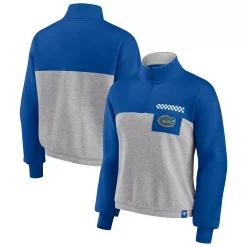 Women's Fanatics Branded Royal/Heathered Gray Florida Gators Sideline to Sideline Colorblock Quarter-Zip Jacket