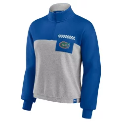 Women's Fanatics Branded Royal/Heathered Gray Florida Gators Sideline to Sideline Colorblock Quarter-Zip Jacket -Fanatics Clothing Shop 6001449 ALT2