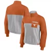 Women's Fanatics Branded Texas Orange/Heathered Gray Texas Longhorns Sideline to Sideline Colorblock Quarter-Zip Jacket