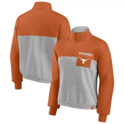 Women's Fanatics Branded Texas Orange/Heathered Gray Texas Longhorns Sideline to Sideline Colorblock Quarter-Zip Jacket