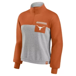 Women's Fanatics Branded Texas Orange/Heathered Gray Texas Longhorns Sideline to Sideline Colorblock Quarter-Zip Jacket -Fanatics Clothing Shop 6001460 ALT2