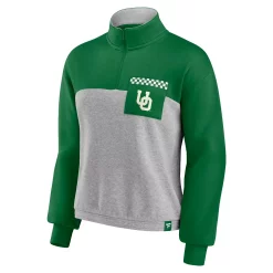 Women's Fanatics Branded Green/Heathered Gray Oregon Ducks Sideline to Sideline Colorblock Quarter-Zip Jacket -Fanatics Clothing Shop 6001483 ALT2