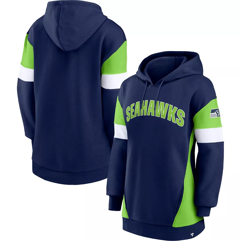 Women's Fanatics Branded College Navy/Neon Green Seattle Seahawks Lock It Down Pullover Hoodie 4 Women's Fanatics Branded College Navy/Neon Green Seattle Seahawks Lock It Down Pullover Hoodie - Image 2