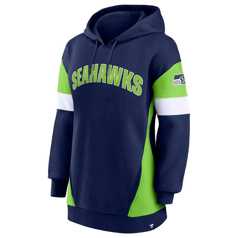 Women's Fanatics Branded College Navy/Neon Green Seattle Seahawks Lock It Down Pullover Hoodie 5 Women's Fanatics Branded College Navy/Neon Green Seattle Seahawks Lock It Down Pullover Hoodie - Image 3