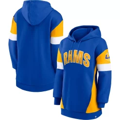 Women's Fanatics Branded Royal/Gold Los Angeles Rams Lock It Down Pullover Hoodie