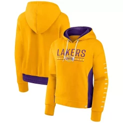 Women's Fanatics Branded Gold Los Angeles Lakers Iconic Halftime Colorblock Pullover Hoodie