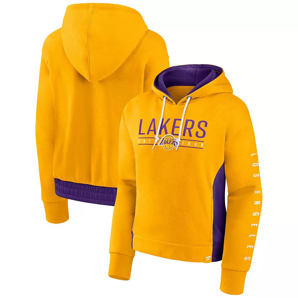 Women's Fanatics Branded Gold Los Angeles Lakers Iconic Halftime Colorblock Pullover Hoodie 3 Women's Fanatics Branded Gold Los Angeles Lakers Iconic Halftime Colorblock Pullover Hoodie